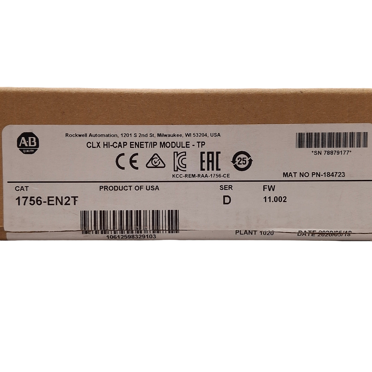 New Allen Bradley 1756-EN2T Ser D ControlLogix EtherNet/IP Communication Module