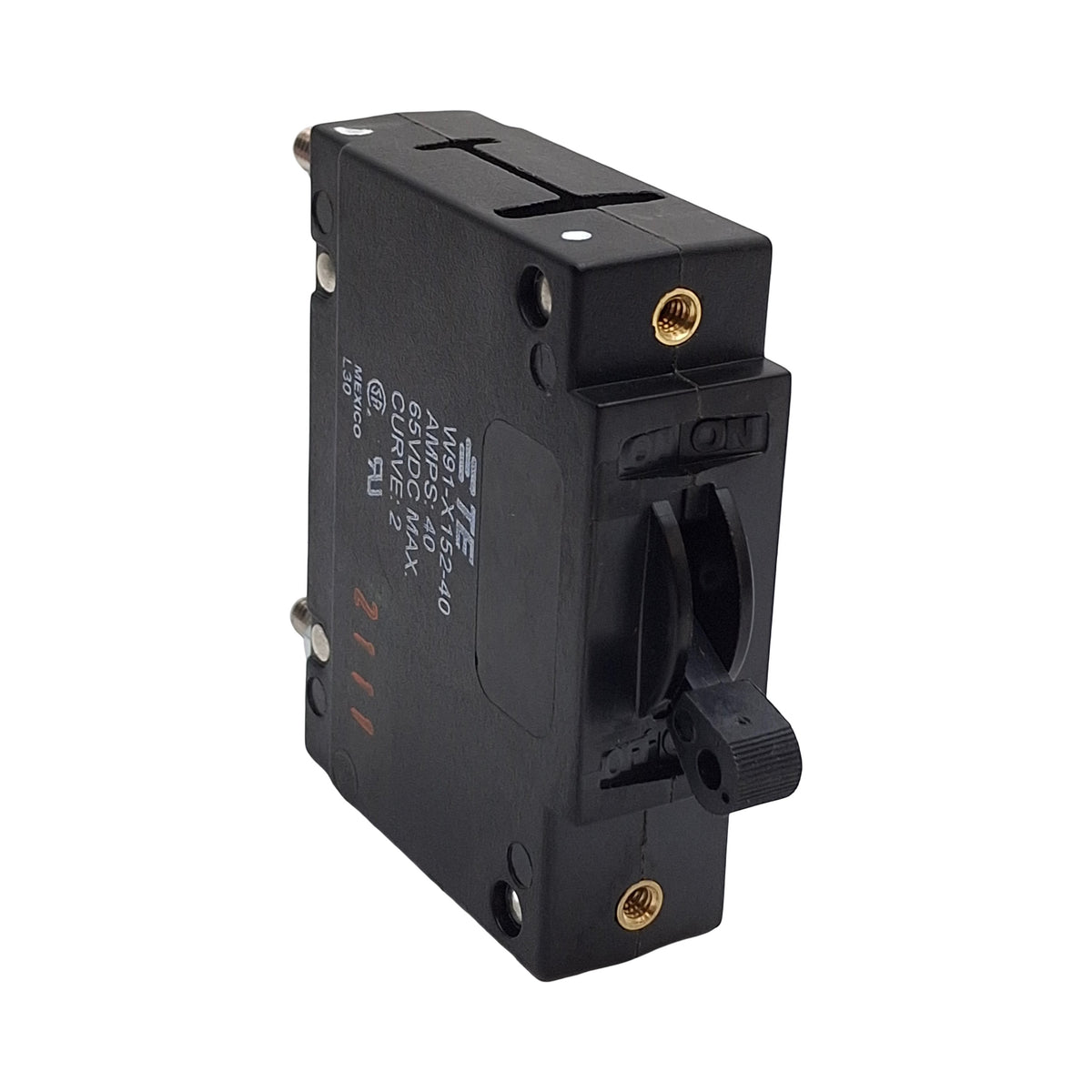 New – Open box TE Connectivity W91-X152-40 Hydraulic Magnetic Circuit Breaker, 65VDC 40A, 1Pole