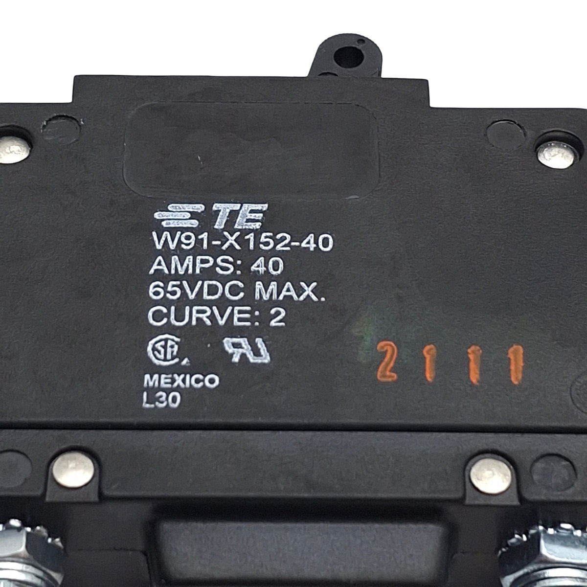 New – Open box TE Connectivity W91-X152-40 Hydraulic Magnetic Circuit Breaker, 65VDC 40A, 1Pole