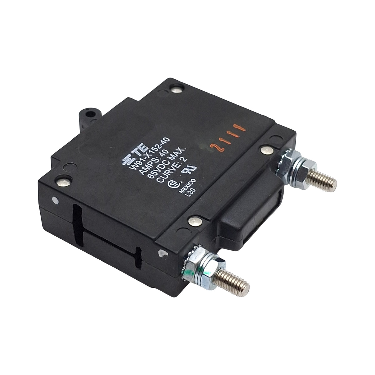 New – Open box TE Connectivity W91-X152-40 Hydraulic Magnetic Circuit Breaker, 65VDC 40A, 1Pole