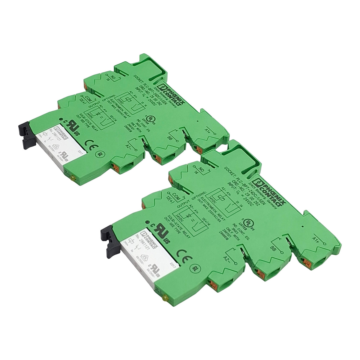 New – Open box Lot of 2 Phoenix Contact 2961121 Relay W/ 2900262 Socket, 6A 250VAC, 24VDC Coil