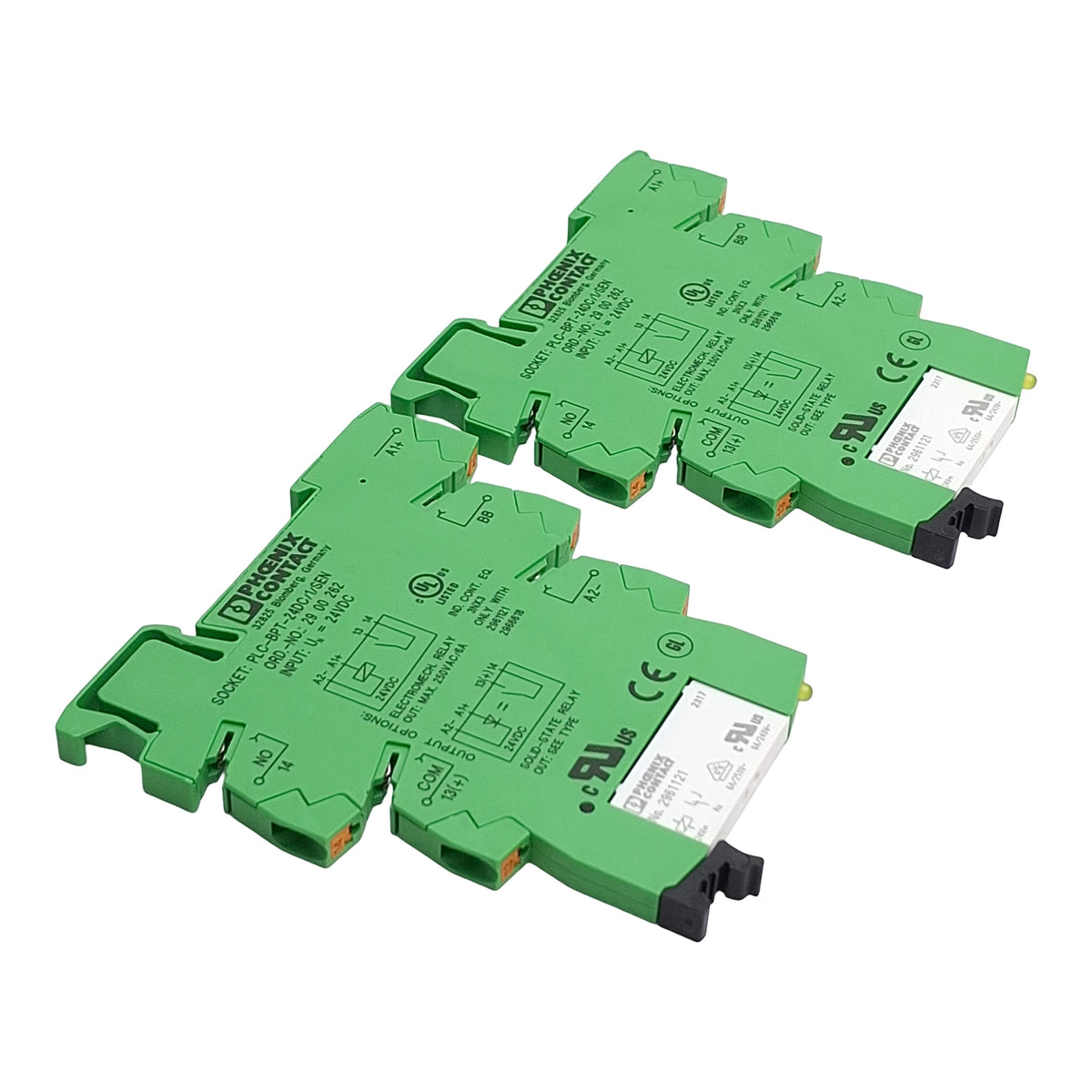 New – Open box Lot of 2 Phoenix Contact 2961121 Relay W/ 2900262 Socket, 6A 250VAC, 24VDC Coil
