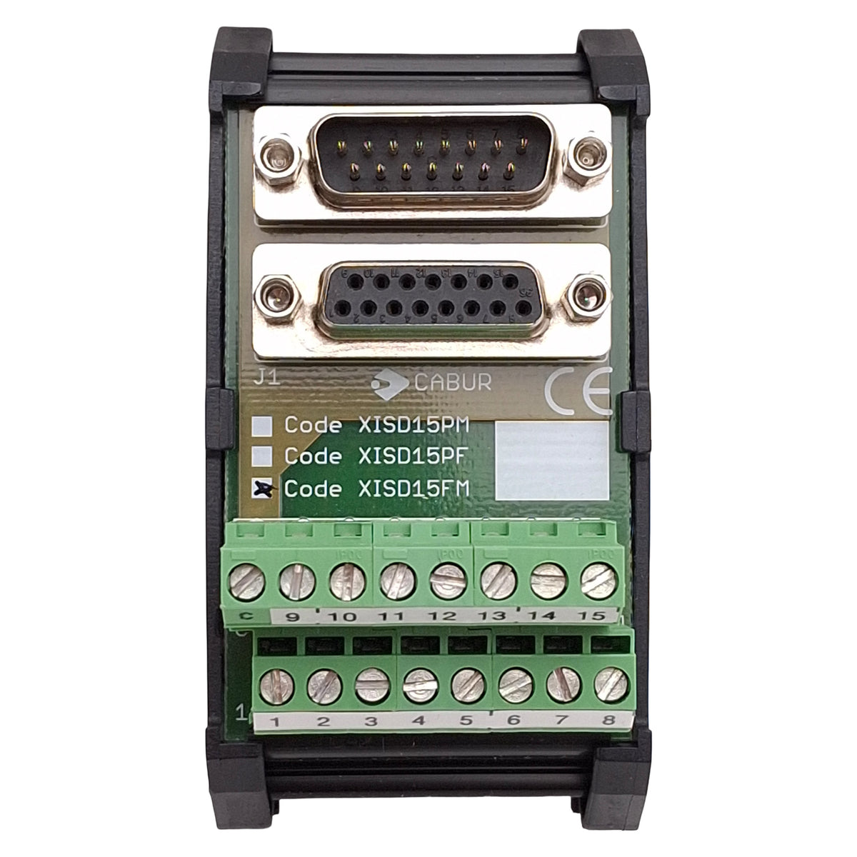 New – Open box Cabur XISD15FM Interface Module, 15-Position Terminal, DB15 Male & Female