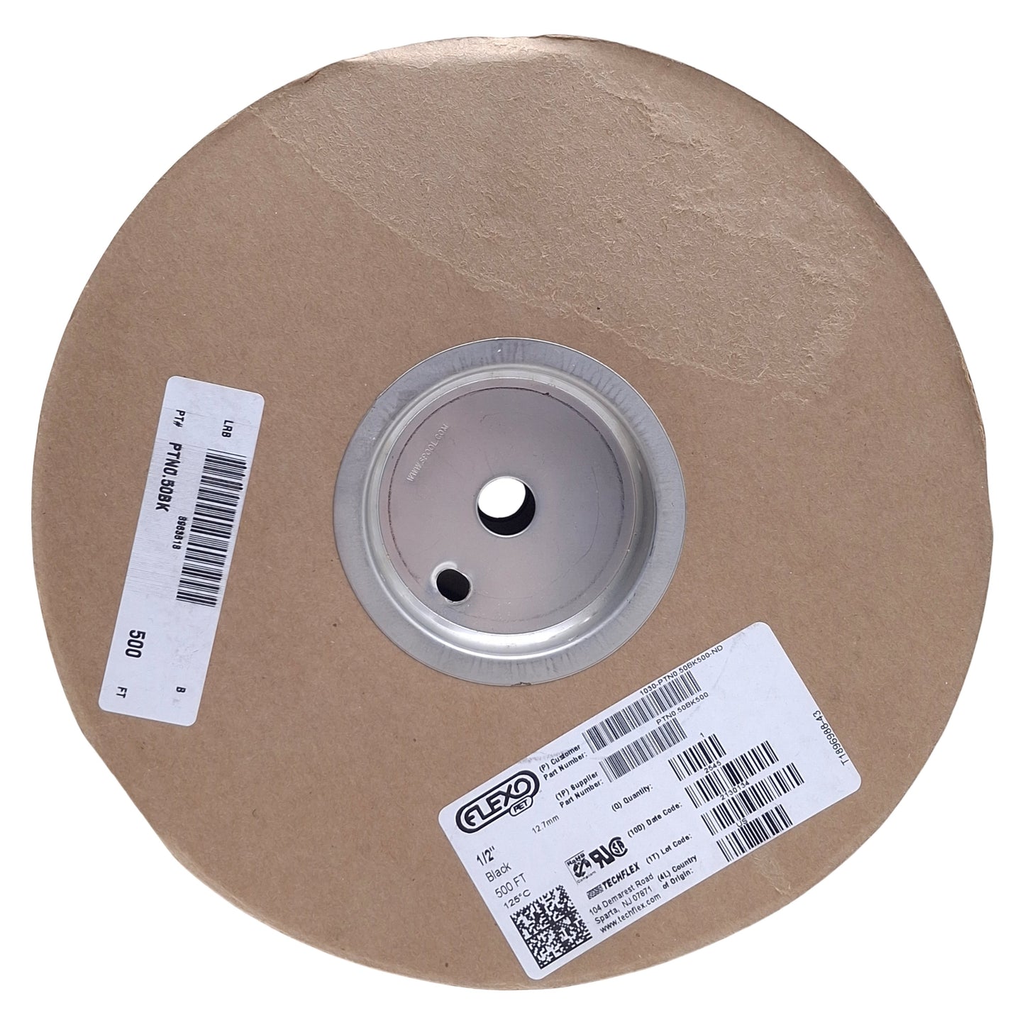 New Techflex PTN0.50BK Black Braided Cable Sleeving, ø1/2in ID, 500ft Length