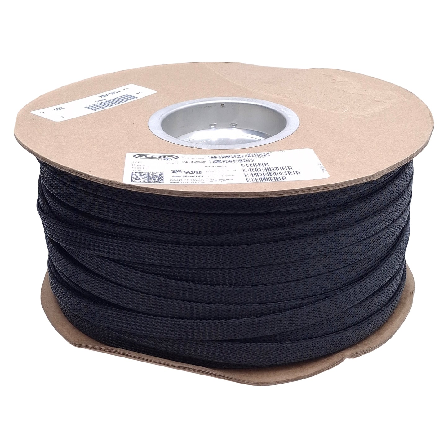 New Techflex PTN0.50BK Black Braided Cable Sleeving, ø1/2in ID, 500ft Length