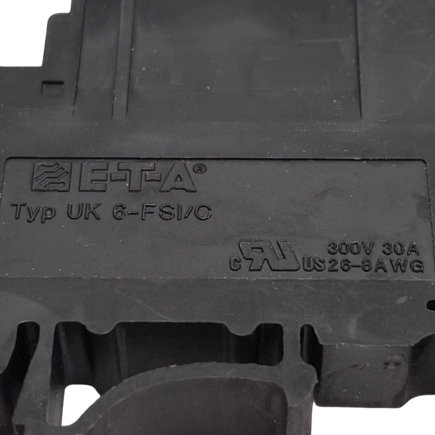 Used Lot of 10 E-T-A UK 6-FSI/C Flat-Type Fuse Terminal Block, 8.2mm, 300V 30A