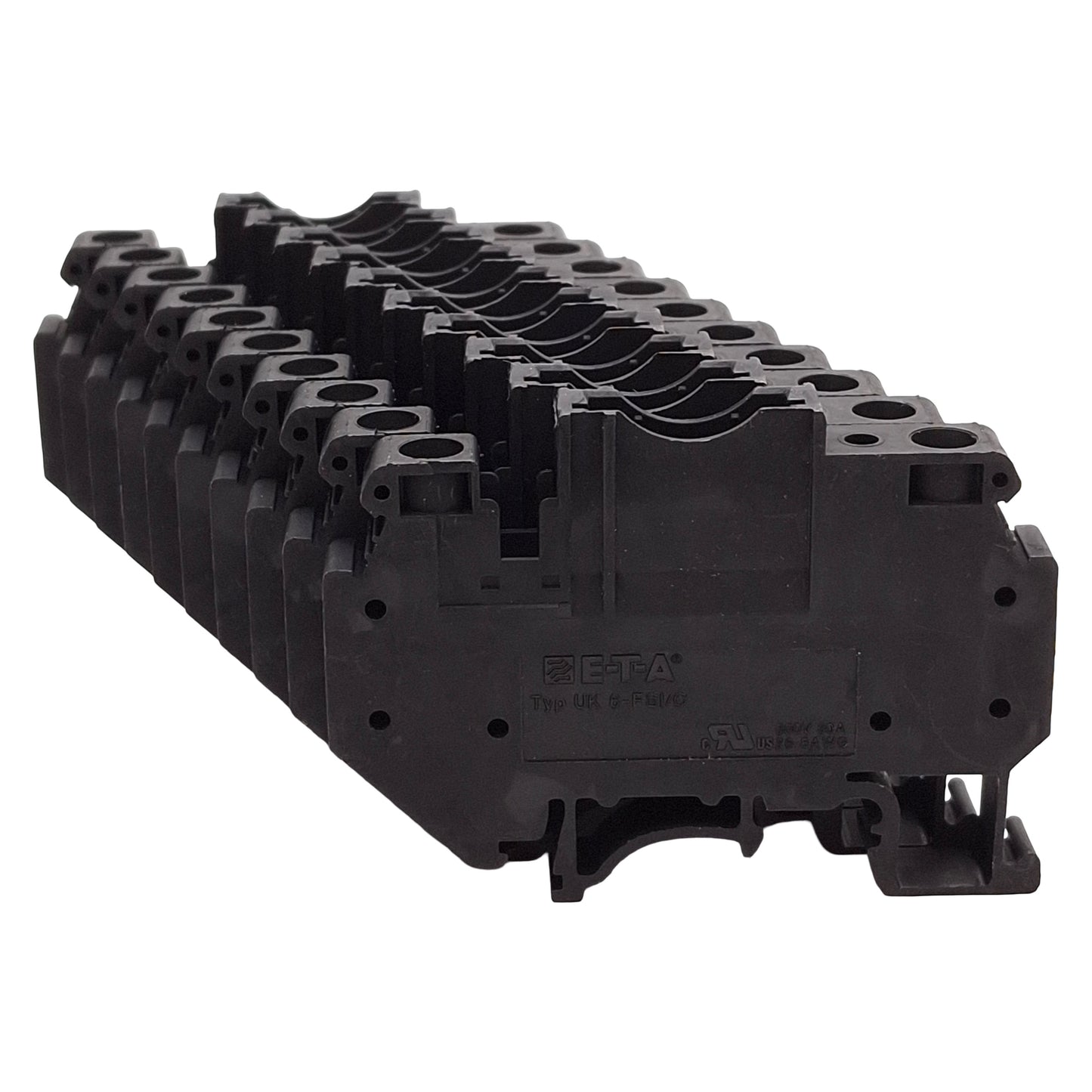 Used Lot of 10 E-T-A UK 6-FSI/C Flat-Type Fuse Terminal Block, 8.2mm, 300V 30A