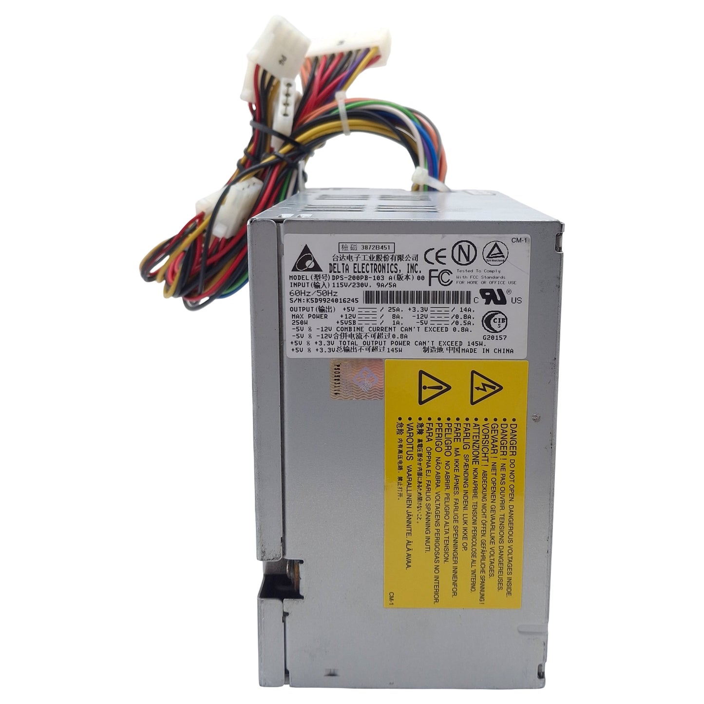 Used Delta Electronics DPS-200PB-103 Power Supply Unit, 115/230VAC In, 250W Out