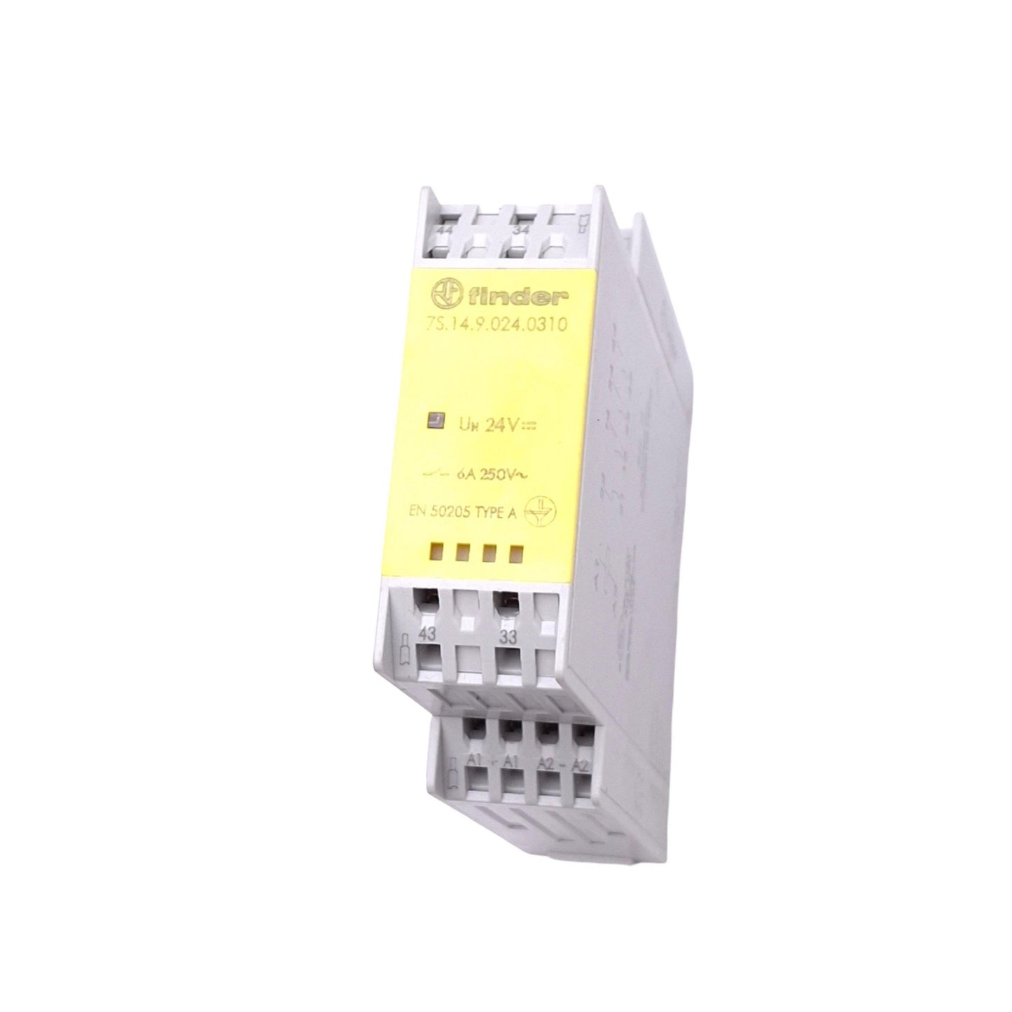 Used Finder 7S.14.9.024.0310 Safety Relay, 3NO 1NC, 6A 250VAC Max, 24VDC Input