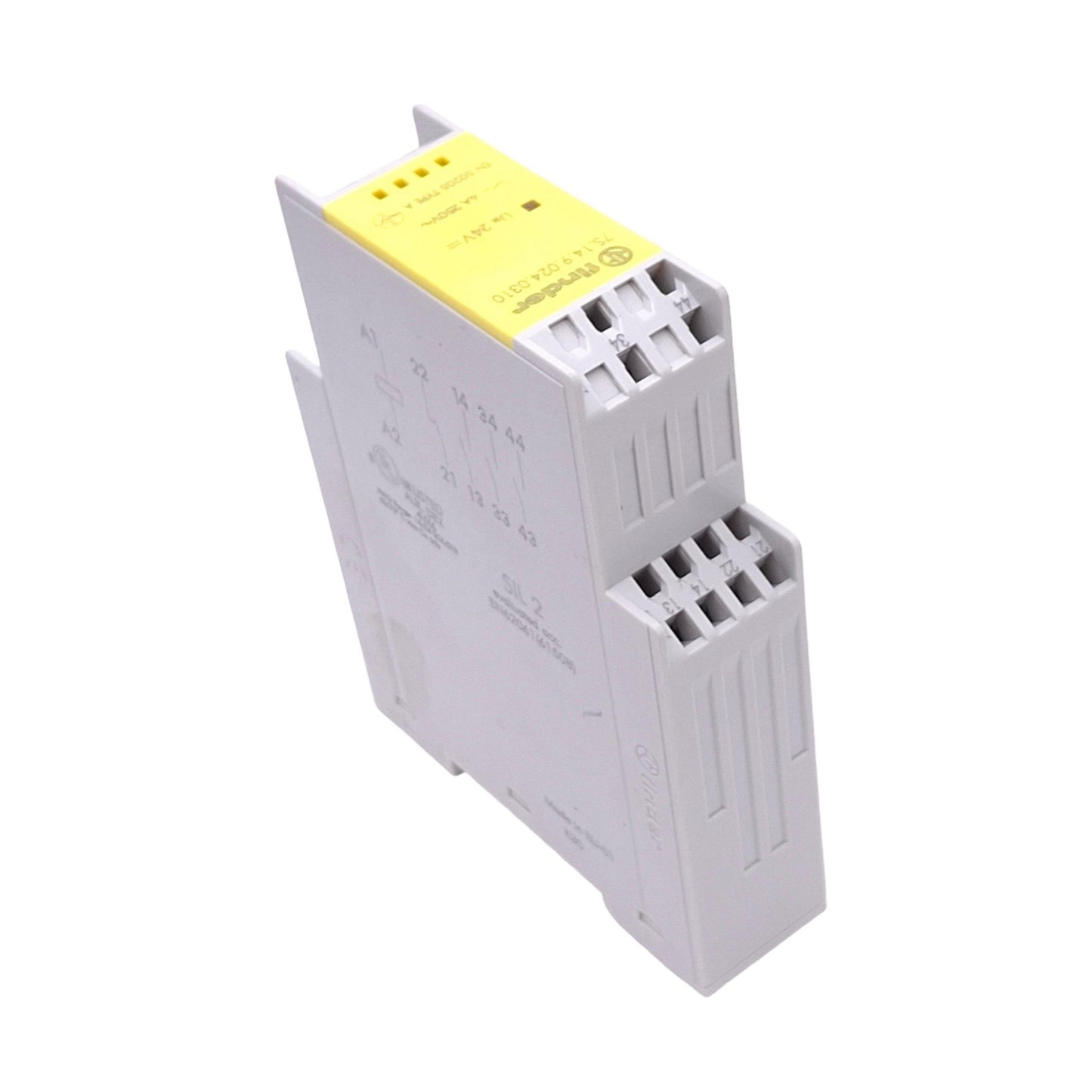 Used Finder 7S.14.9.024.0310 Safety Relay, 3NO 1NC, 6A 250VAC Max, 24VDC Input