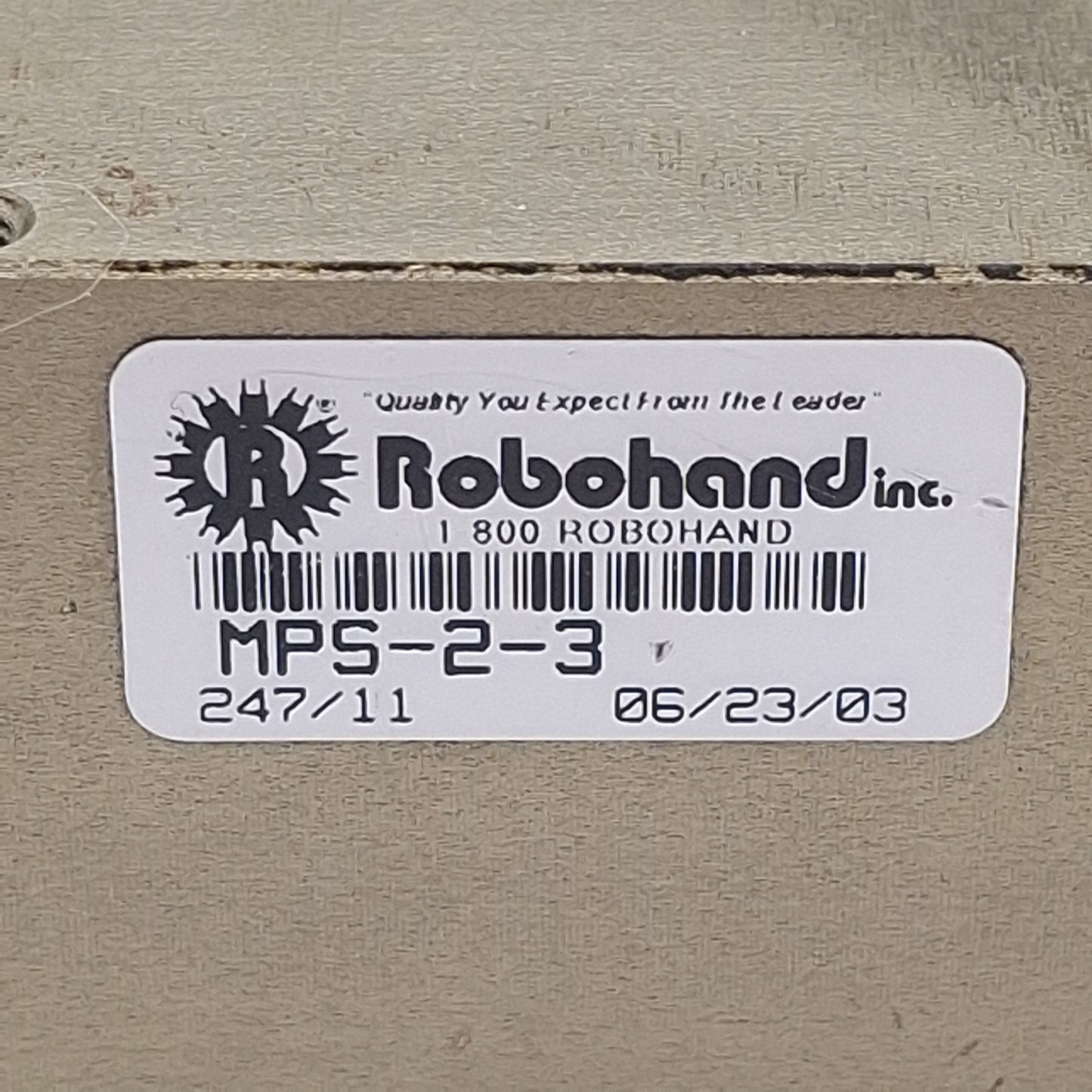Used Robohand MPS-2-3 Precision Linear Slide, 0.75in Bore, 1.5in Stroke, 44lbf Thrust
