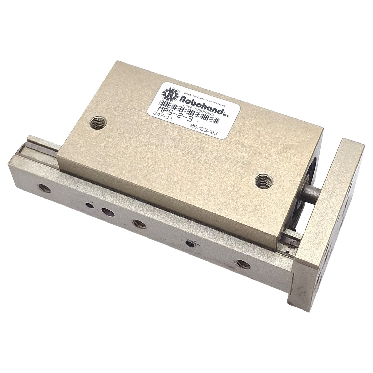 Used Robohand MPS-2-3 Precision Linear Slide, 0.75in Bore, 1.5in Stroke, 44lbf Thrust