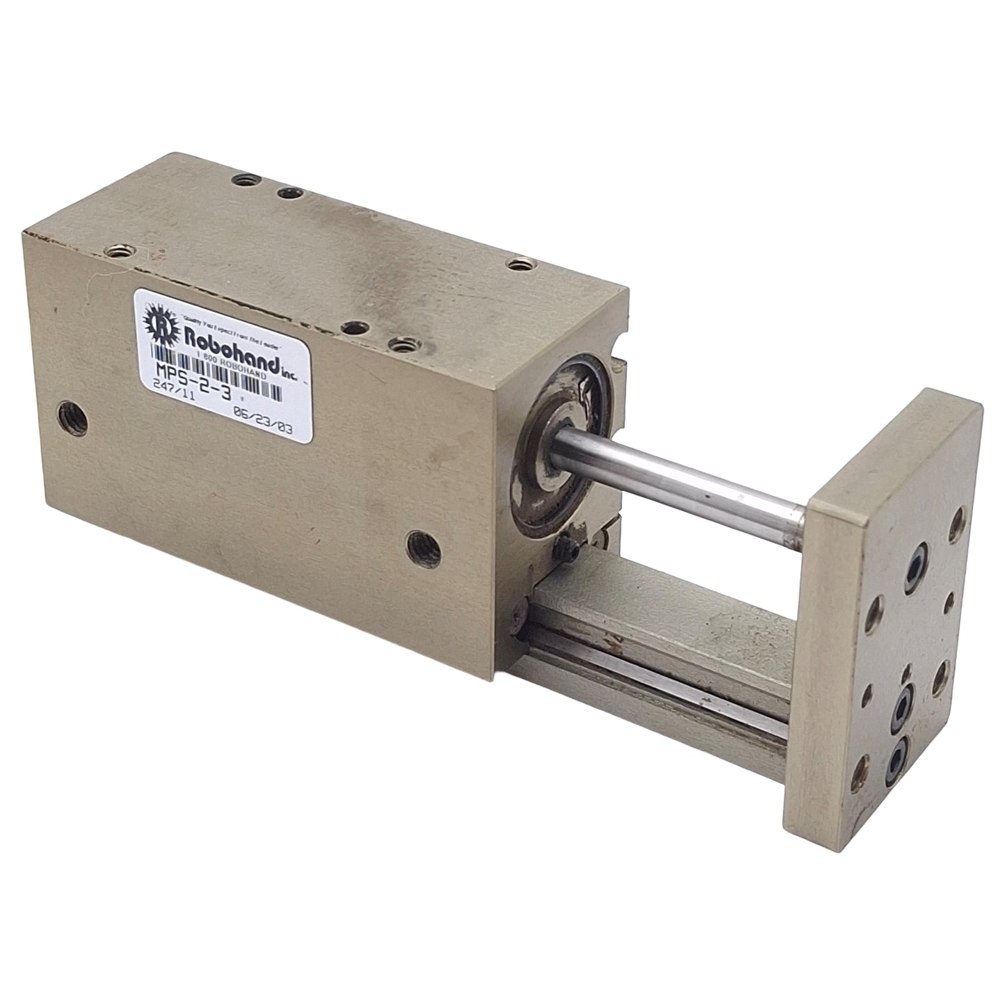 Used Robohand MPS-2-3 Precision Linear Slide, 0.75in Bore, 1.5in Stroke, 44lbf Thrust