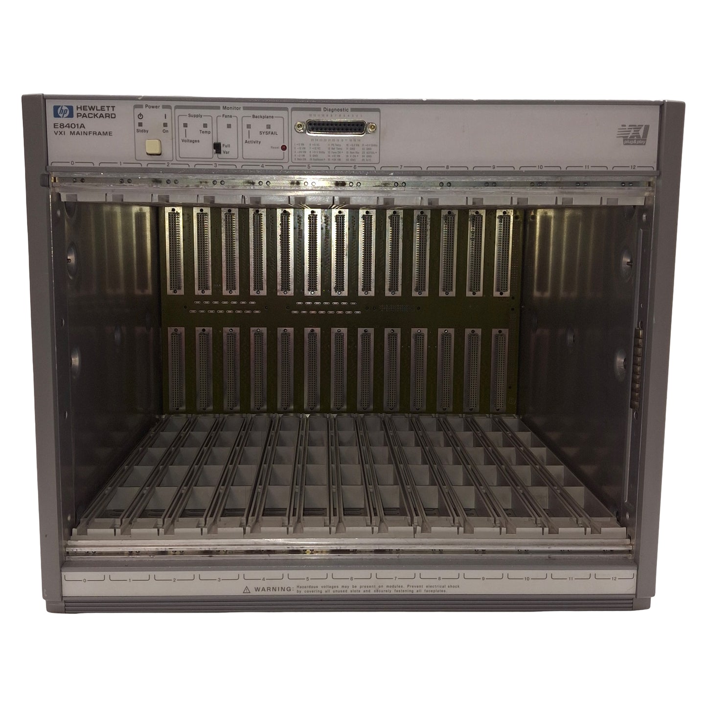 Used HP Agilent E8401A VXI Mainframe Chassis Only, 500W, 13-Slot, C-Size, 90-264VAC