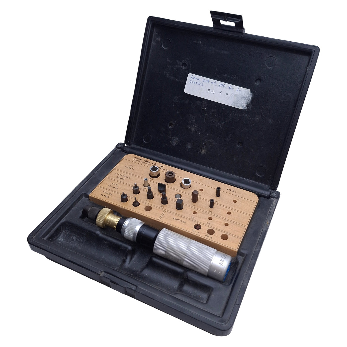Used Utica TS-100 Adjustable Torque Limiting Screwdriver 20-100in-oz *Incomplete Set*