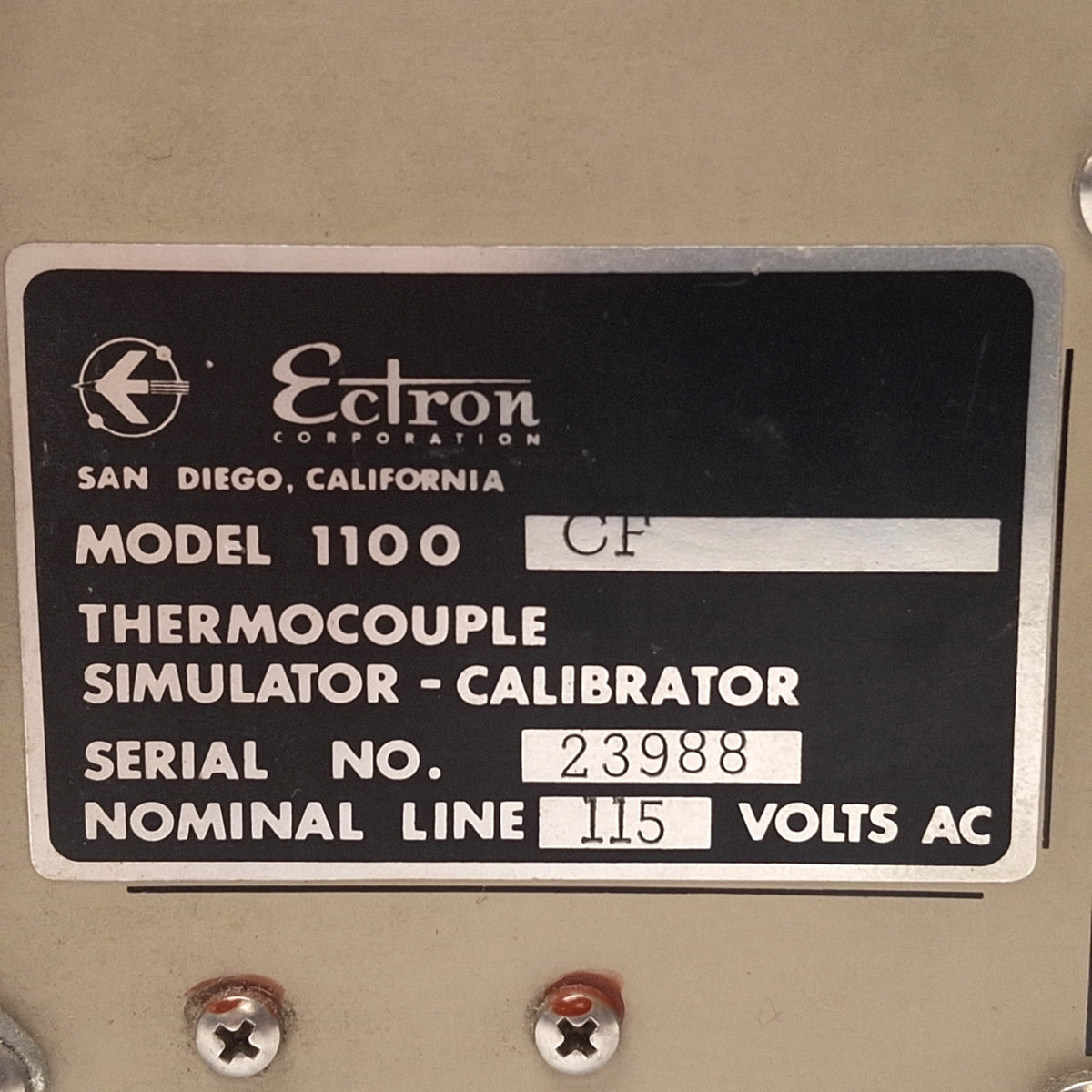Used Ectron 1100CF Thermocouple Simulator Calibrator, Type E J K T (°F/°C) 115/230VAC