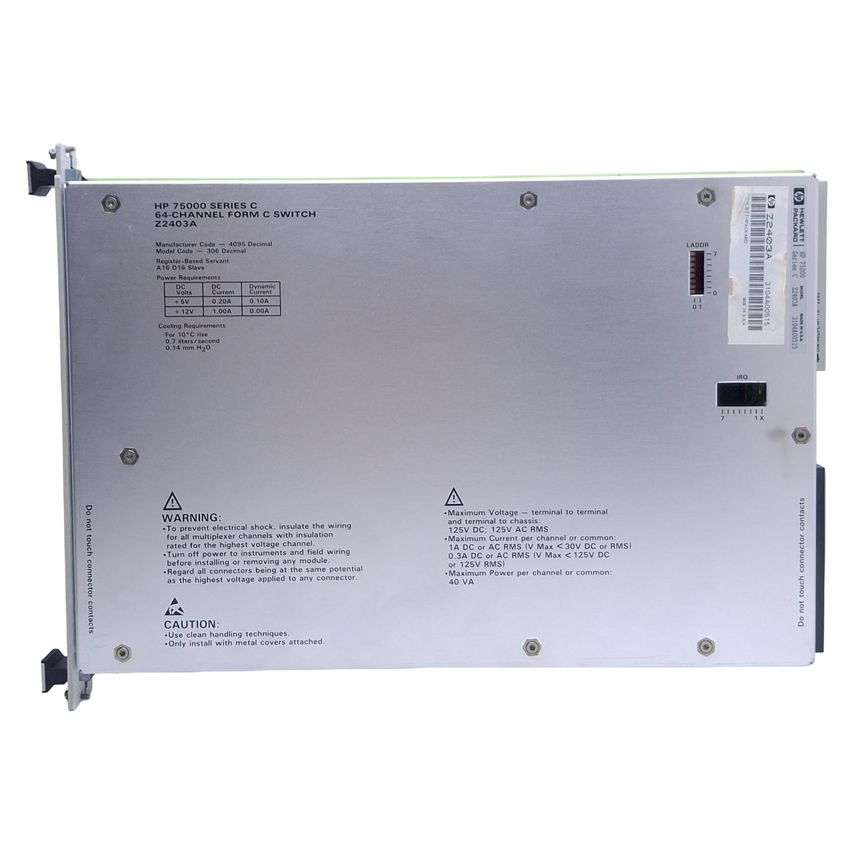 Used Hewlett Packard Z2403A General Purpose Switch Module 64-Channel, FormC C/O Relay