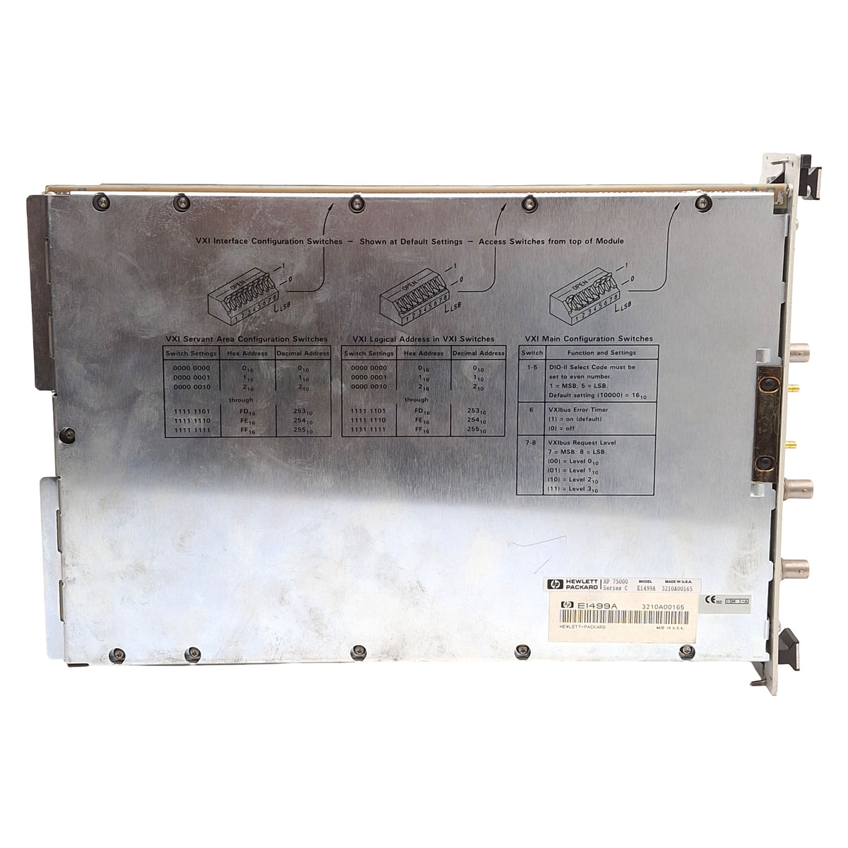 Used HP E1499A 75000 V/382 VXI Controller, 2-Slot C-Size, 32MB RAM, 1024x768 @ 75Hz