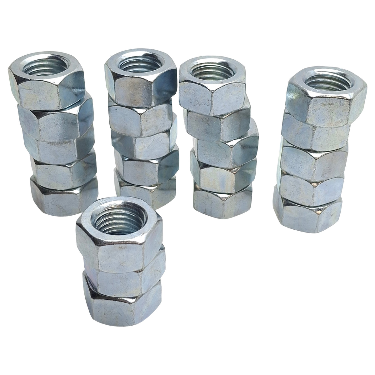 New – Open box Lot of 23 Generic Zinc Plated Steel Hex Nuts, M20x1.5 Threaded, 16mm Height