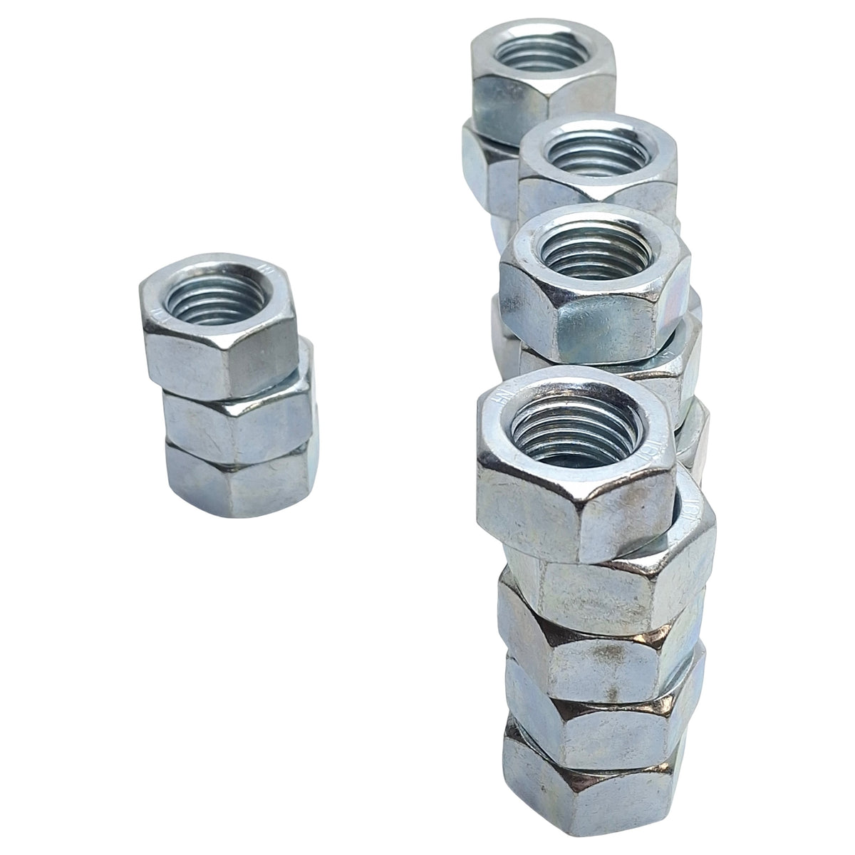 New – Open box Lot of 23 Generic Zinc Plated Steel Hex Nuts, M20x1.5 Threaded, 16mm Height