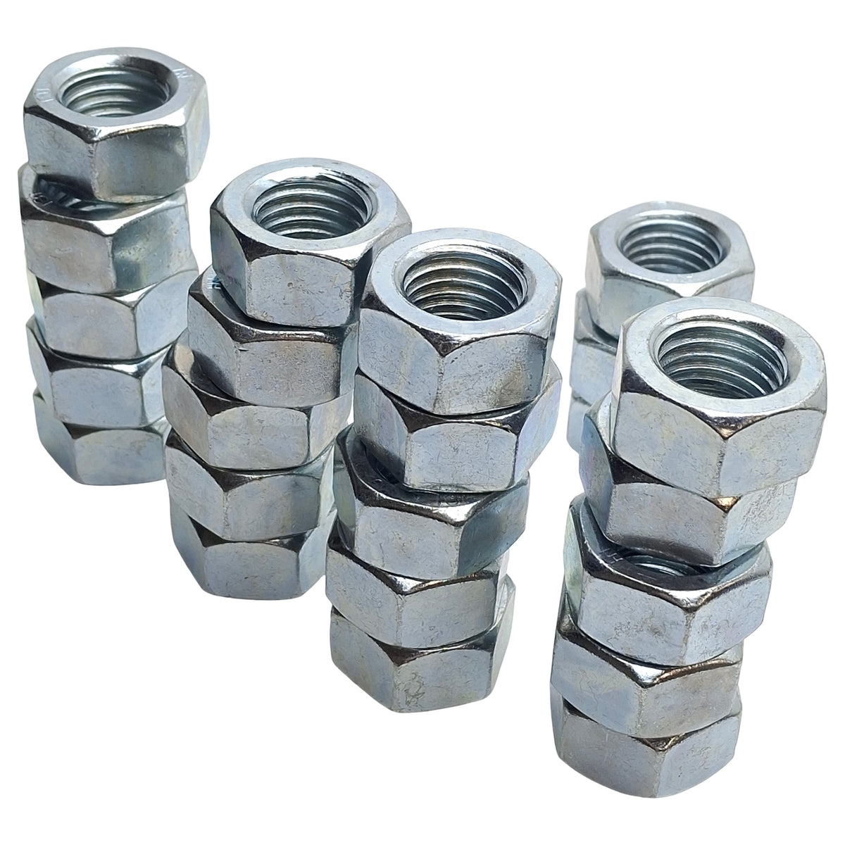 New – Open box Lot of 23 Generic Zinc Plated Steel Hex Nuts, M20x1.5 Threaded, 16mm Height