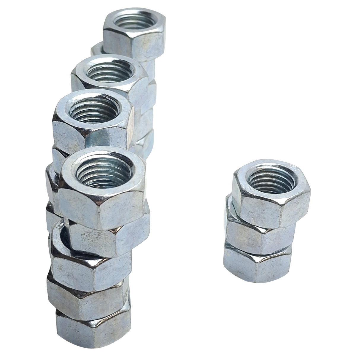 New – Open box Lot of 23 Generic Zinc Plated Steel Hex Nuts, M20x1.5 Threaded, 16mm Height