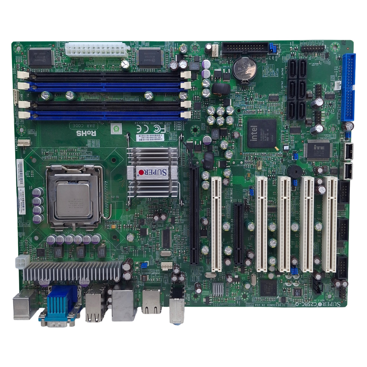 Used Supermicro C2SBC-Q ATX Motherboard w/Intel Core 2 Duo E7500, LGA775 Socket