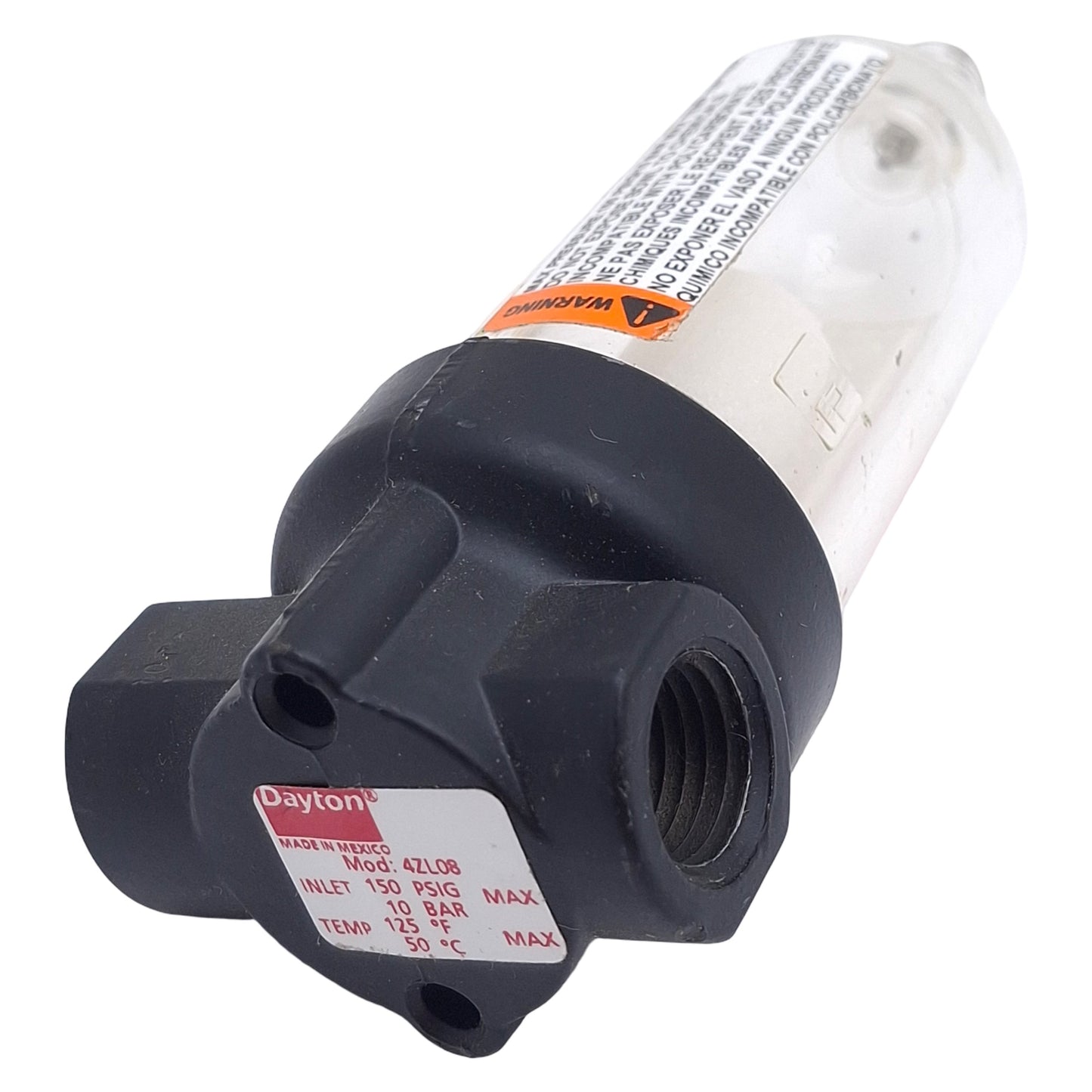 Used Dayton 4ZL08 Particulate Compressed Air Filter, 1/4in NPT, 150psi, 5µm, 26cfm