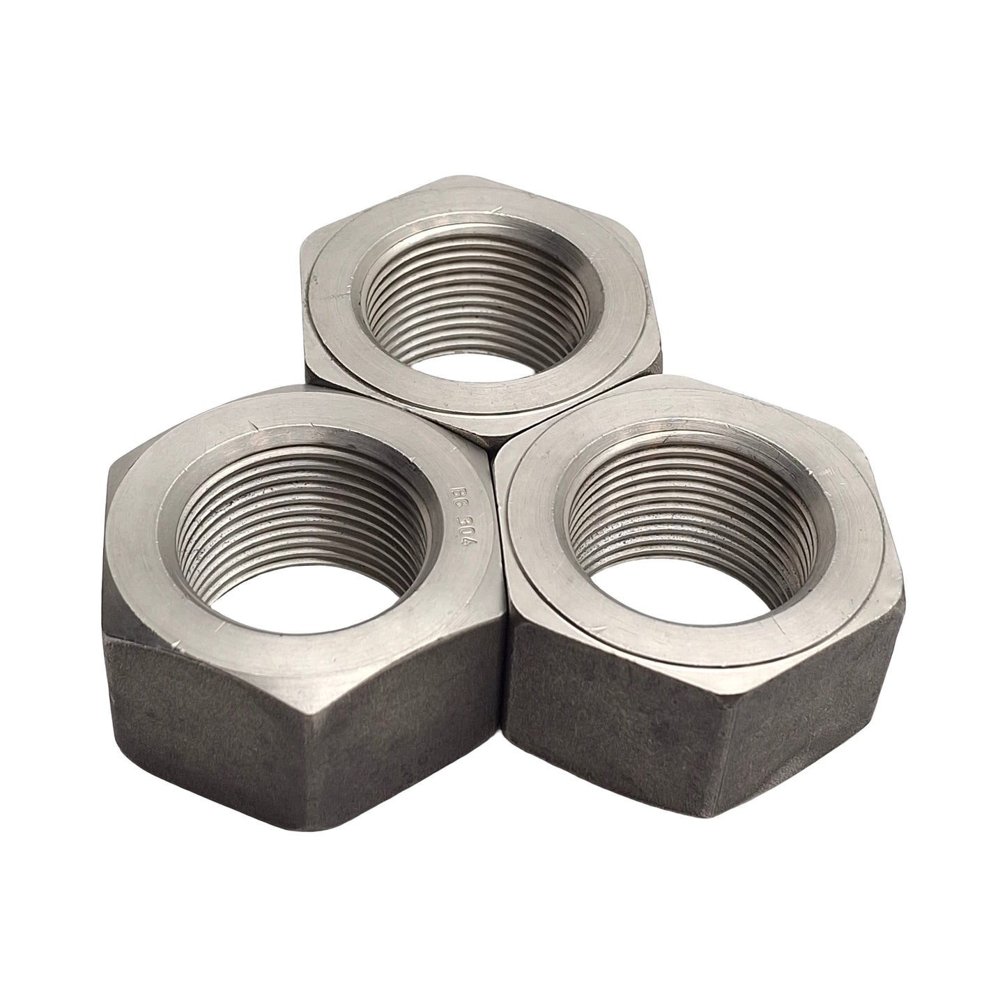 New – Open box Lot of 3 High Strength Heavy Hex Nuts, 304 Stainless Steel, 3G, M30 Thread