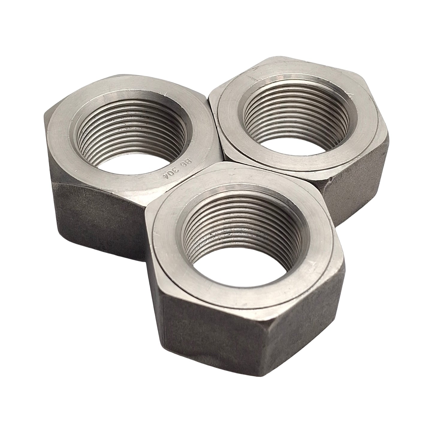 New – Open box Lot of 3 High Strength Heavy Hex Nuts, 304 Stainless Steel, 3G, M30 Thread