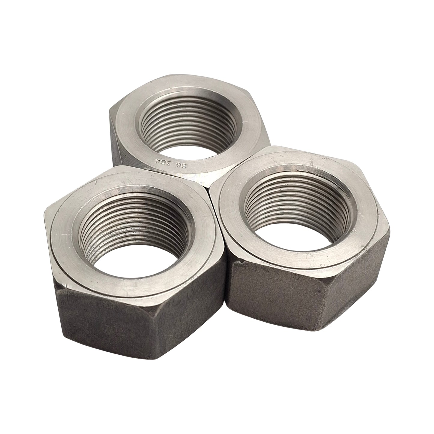 New – Open box Lot of 3 High Strength Heavy Hex Nuts, 304 Stainless Steel, 3G, M30 Thread