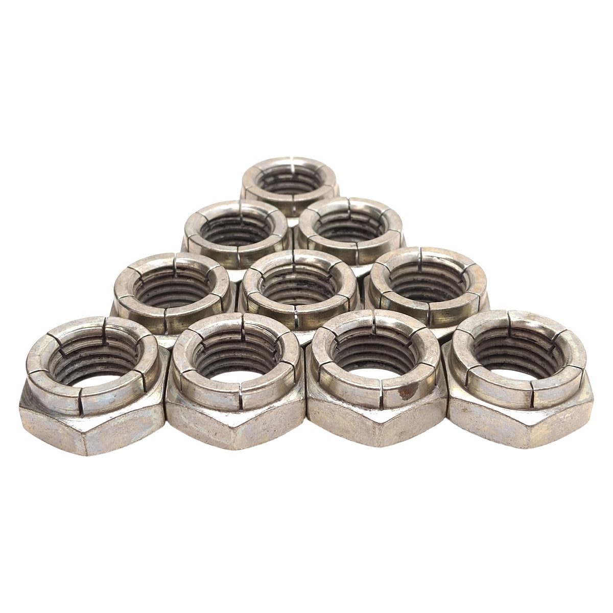 New – Open box Lot of 10 Thin Height Flex Lock Nut, M20x2.5, 15.1mm Height, 30mm Hex, Steel