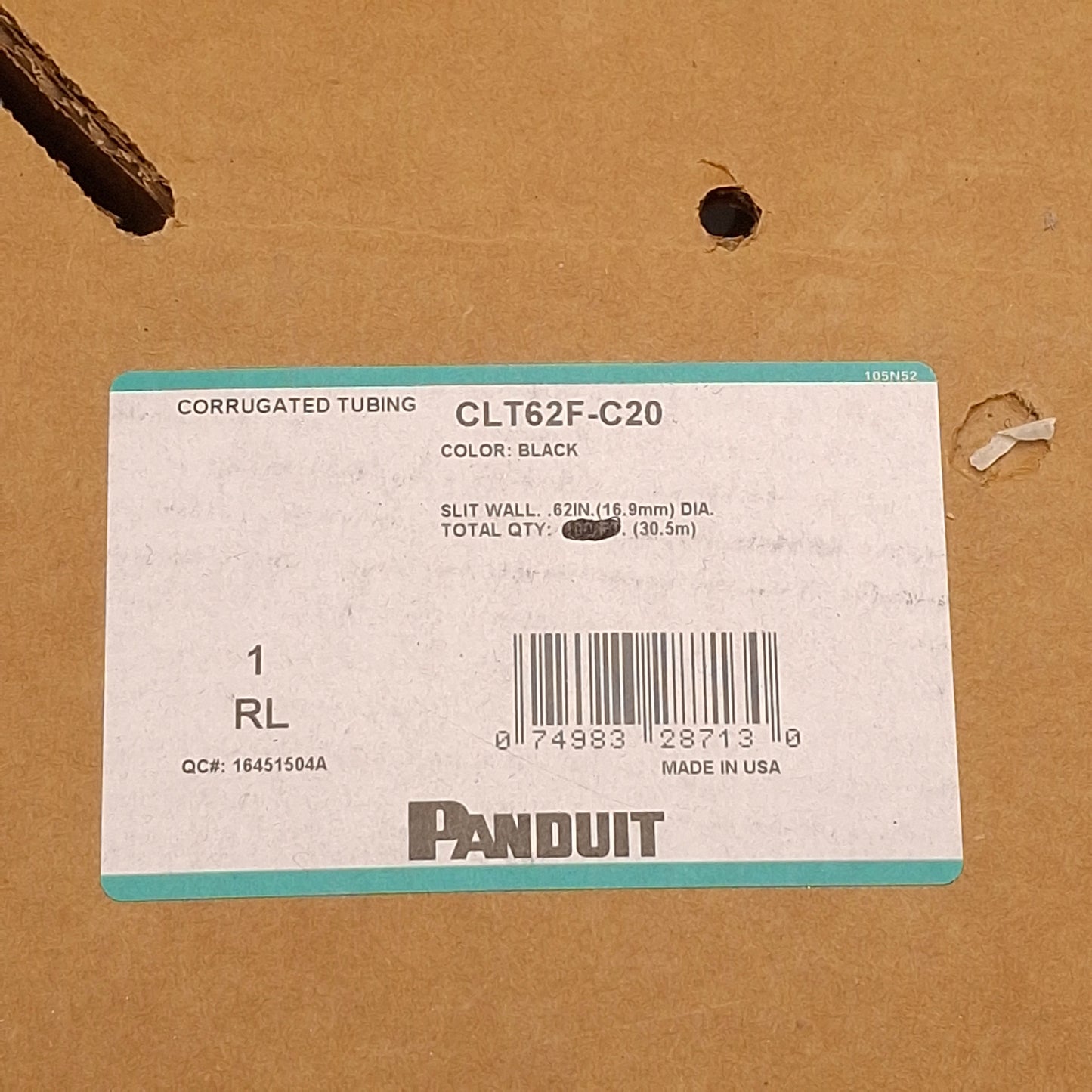 New – Open box Panduit CLT62F-C20 Corrugated Tubing, Pre-Slit, 0.62in Diameter, ~70ft Length