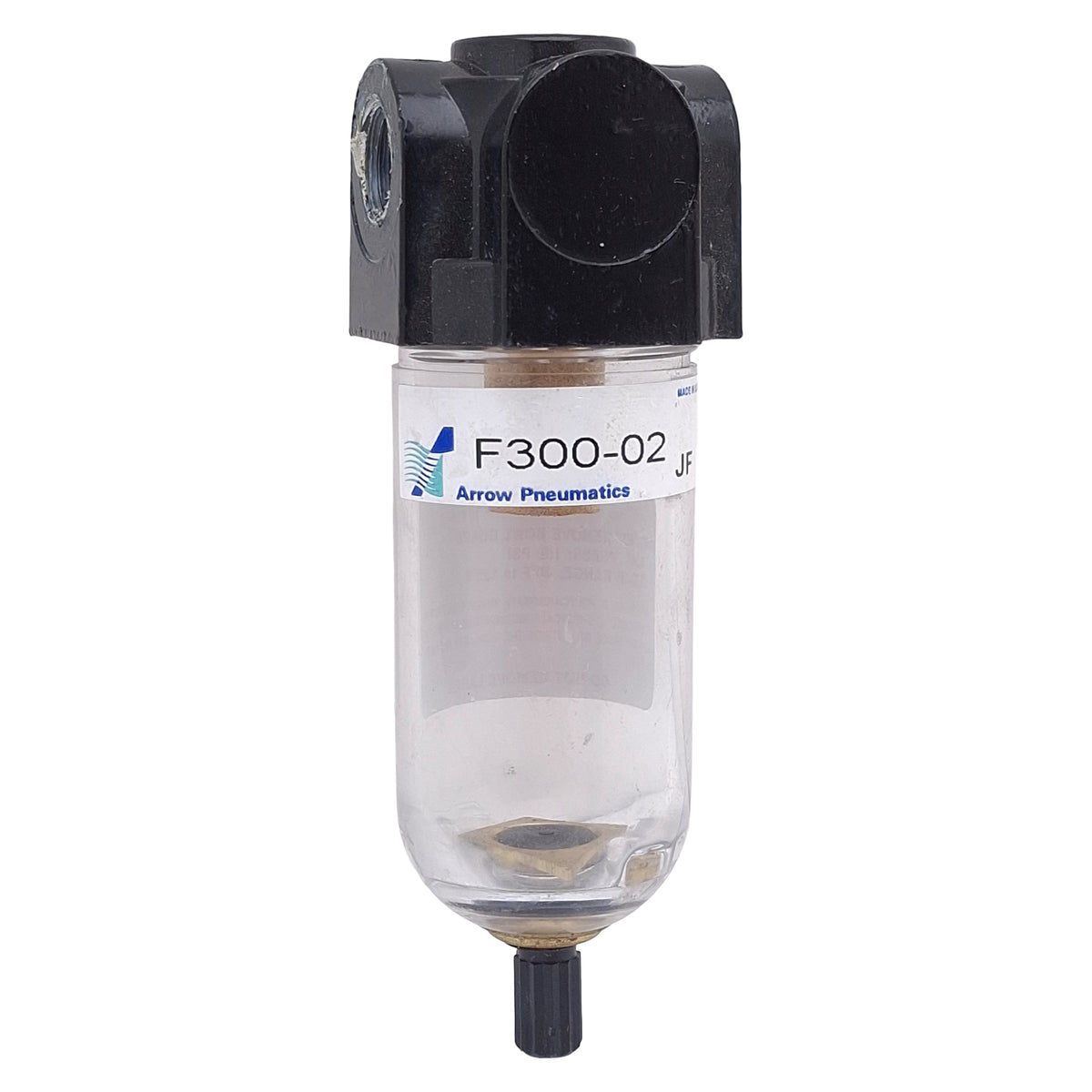 Used Arrow Pneumatics F300-02 Particulate Water Removing Filter, 1/4" NPT 20µm 150psi