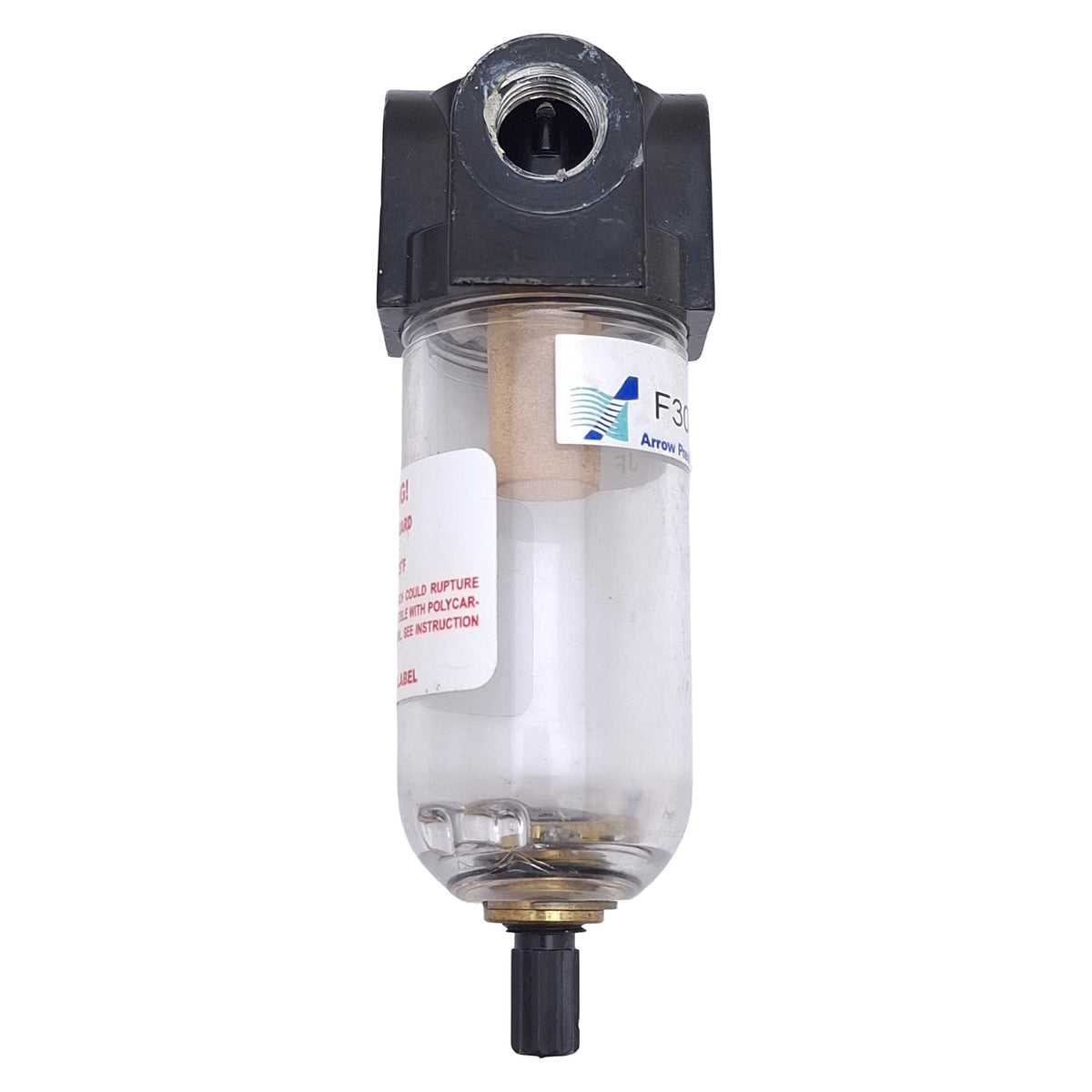 Used Arrow Pneumatics F300-02 Particulate Water Removing Filter, 1/4" NPT 20µm 150psi