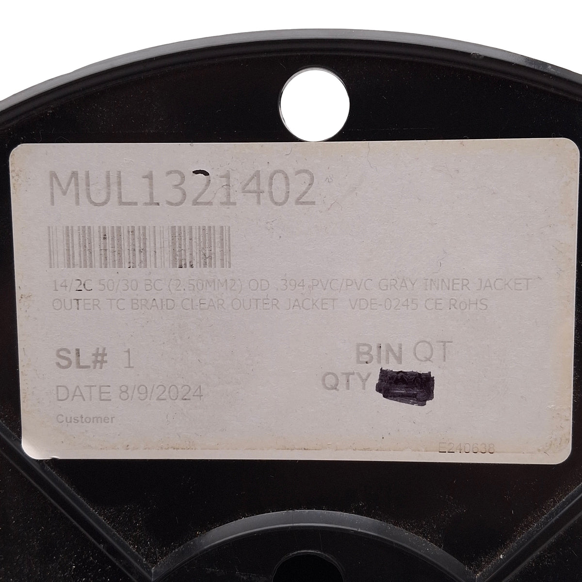 New Sterling MUL1321402 Shielded Cable, 14/2C, 50/30 BC, TC Outer Braid, PVC, 150ft