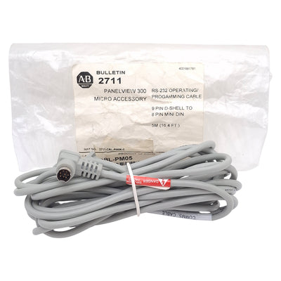 New Allen Bradley 2711-CBL-PM05 PanelView 300 Programming Cable, RS-232 DB9F, 5m