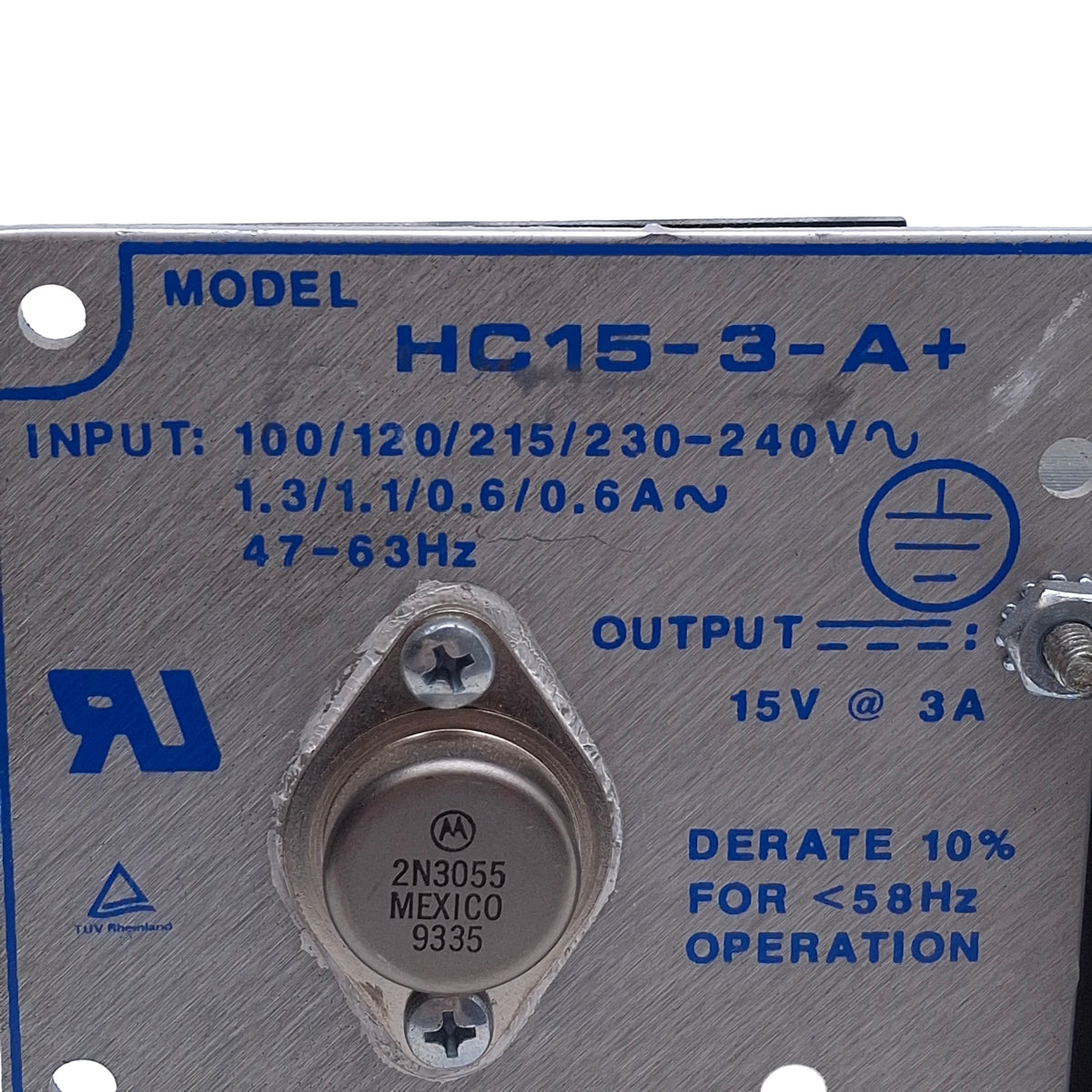 Used Condor HC15-3-A+ Linear DC Power Supply 100-240VAC In, 15VDC 3A Out, 45W