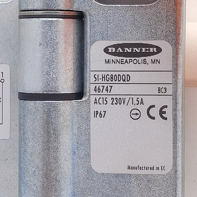 New Banner SI-HG80DQD Hinge Safety Interlock Switch, SPDT 1NC/1NO, 230VAC, 4-Pin M12