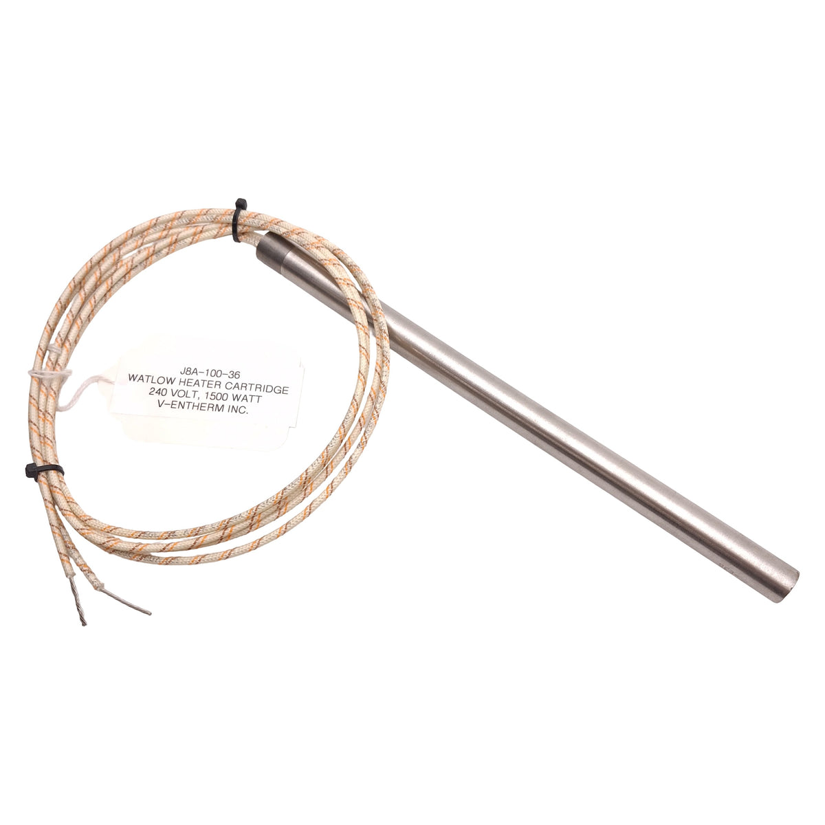New – Open box Watlow J8A-100-36 Firerod Cartridge Heater 1500W 240VAC, ø1/2in x 8in, 36in Lead