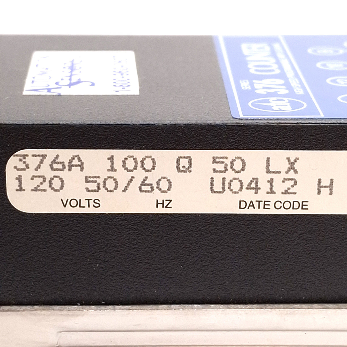 New – Open box ATC 376A-100-Q-50-LX Single Preset Counter w/ Scaling, 8-Digit, 120VAC, 9/64 DIN