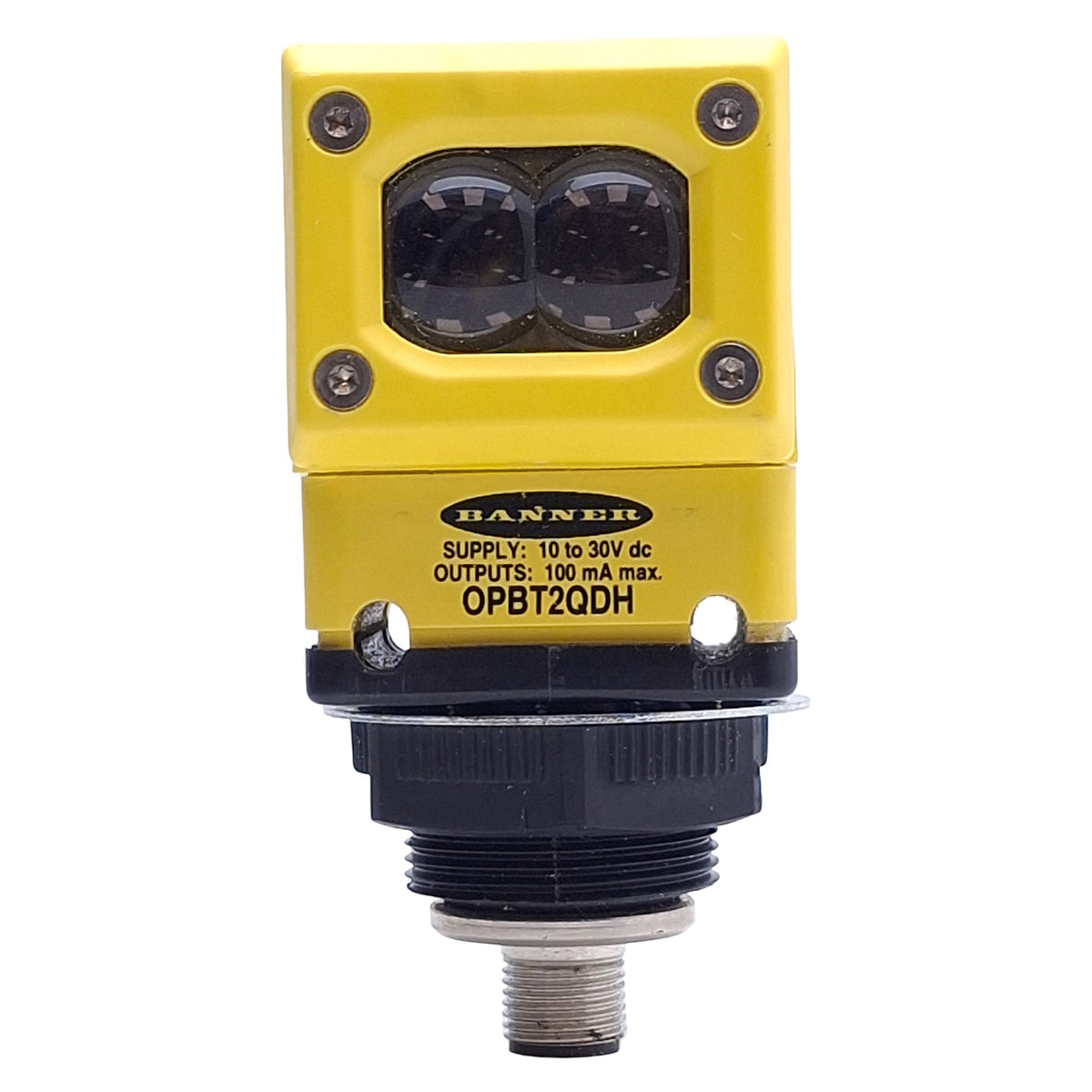 Used Banner OSBLV Omni-Beam Photoelectric Sensor Head w/Power Block, M12 4-Pin