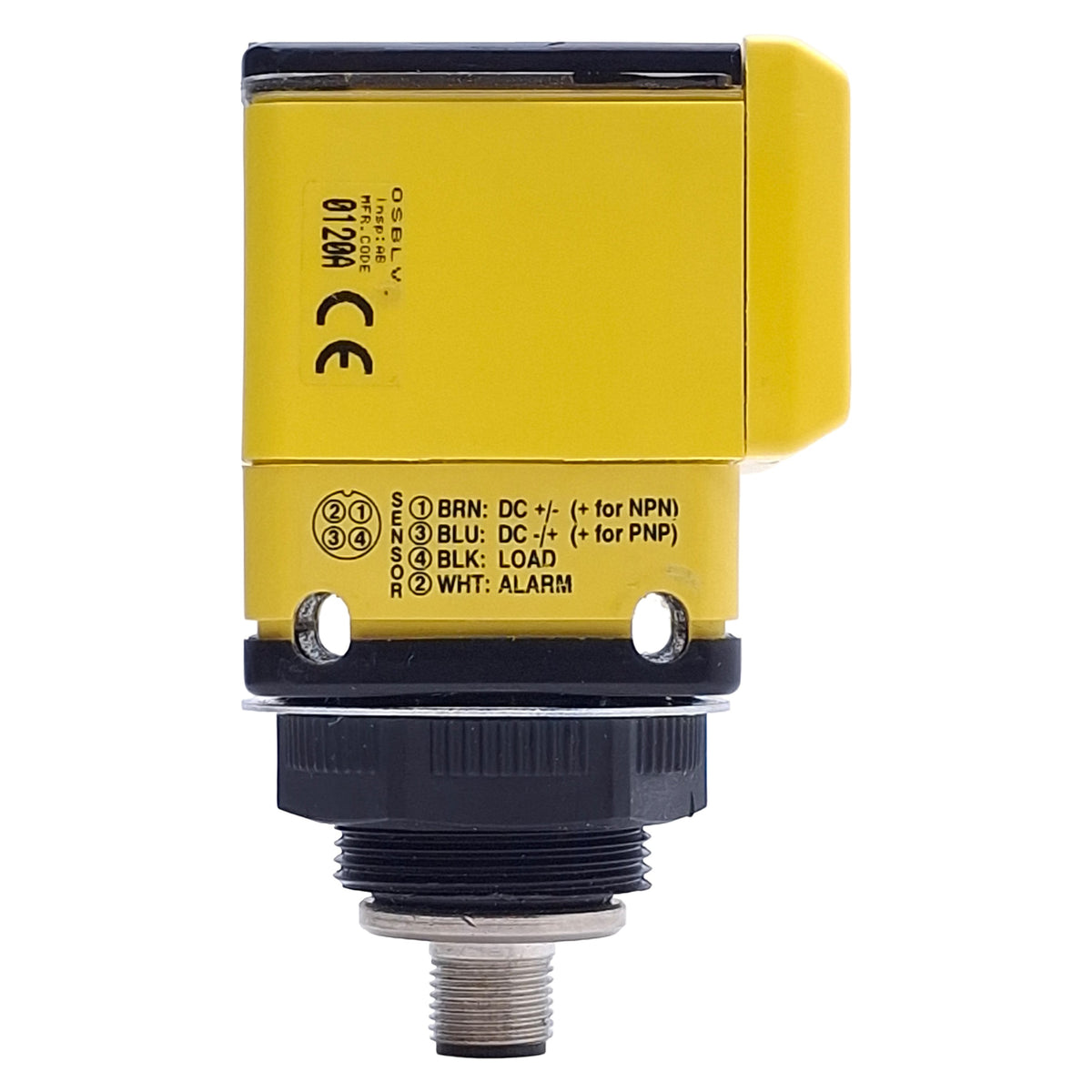 Used Banner OSBLV Omni-Beam Photoelectric Sensor Head w/Power Block, M12 4-Pin