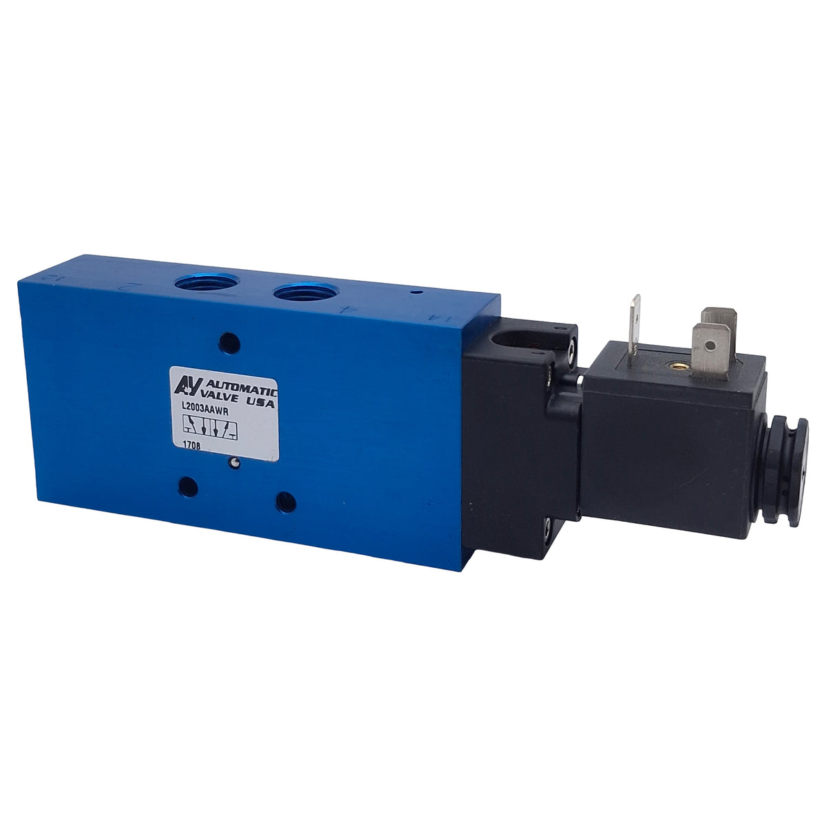 Used Automatic Valve L2003AAWR Solenoid Valve, 5/2-Way, 1/4" NPT, 150psi, 230VAC Coil