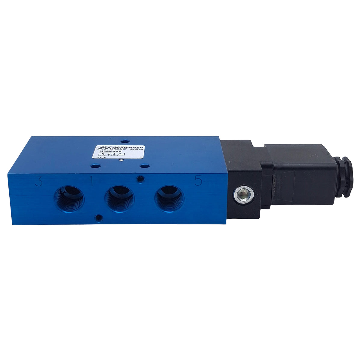 Used Automatic Valve L2003AAWR Solenoid Valve, 5/2-Way, 1/4" NPT, 150psi, 230VAC Coil