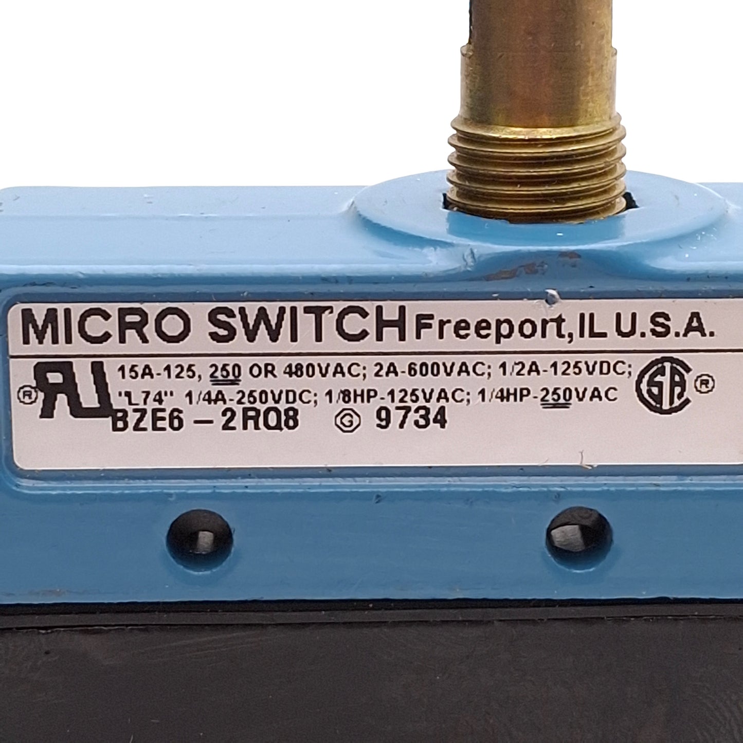 Used Honeywell BZE6-2RQ8 Micro Switch Roller Plunger Limit Switch, SPDT, 15A, 1/2NPT