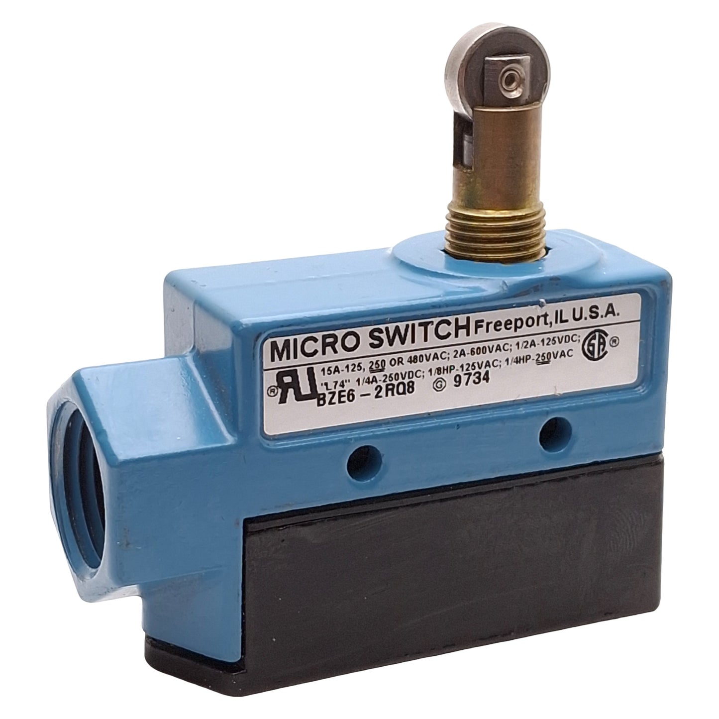 Used Honeywell BZE6-2RQ8 Micro Switch Roller Plunger Limit Switch, SPDT, 15A, 1/2NPT