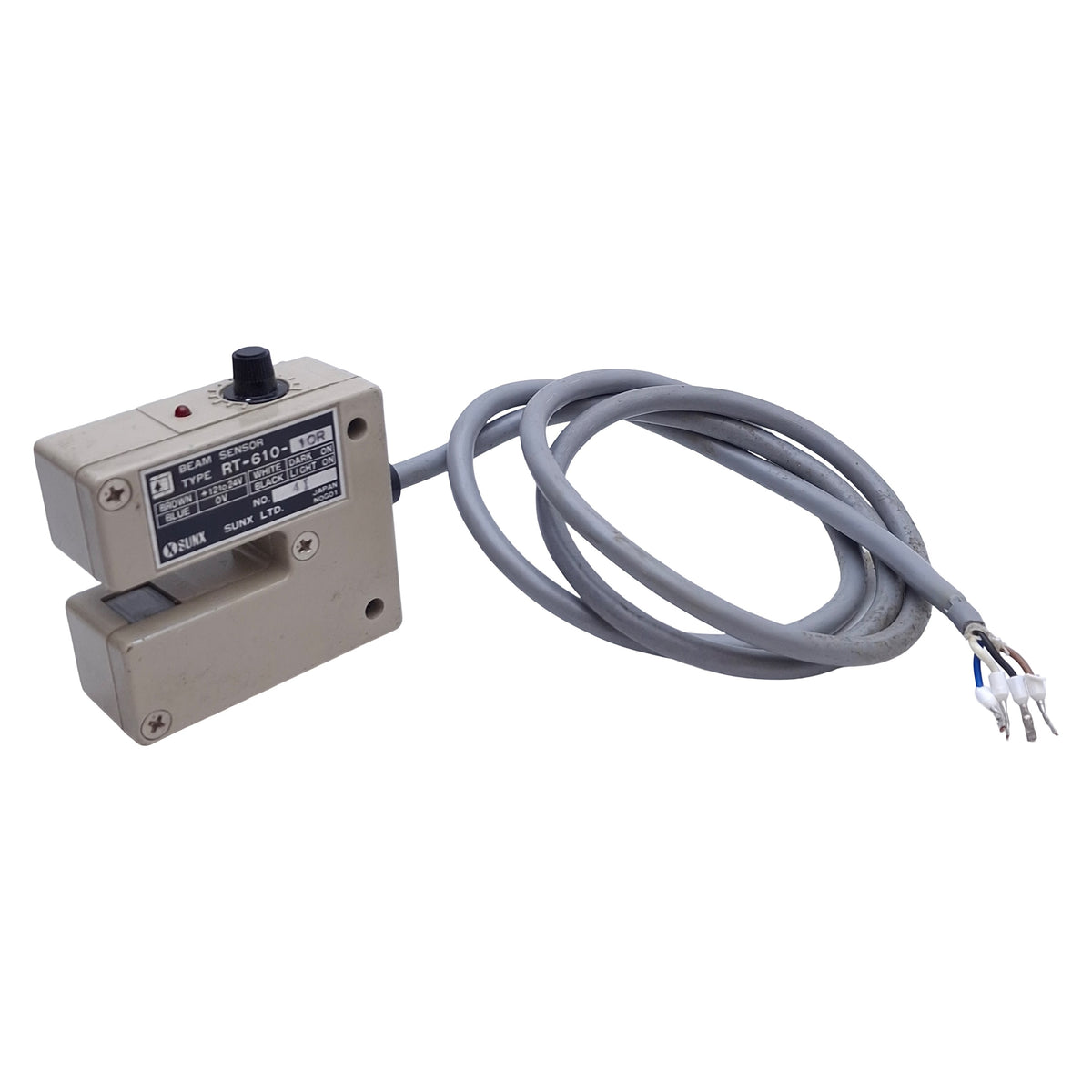Used SunX RT-610-10R Photoelectric Sensor NPN, 10mm Range, 12-24VDC, 3ft Cable