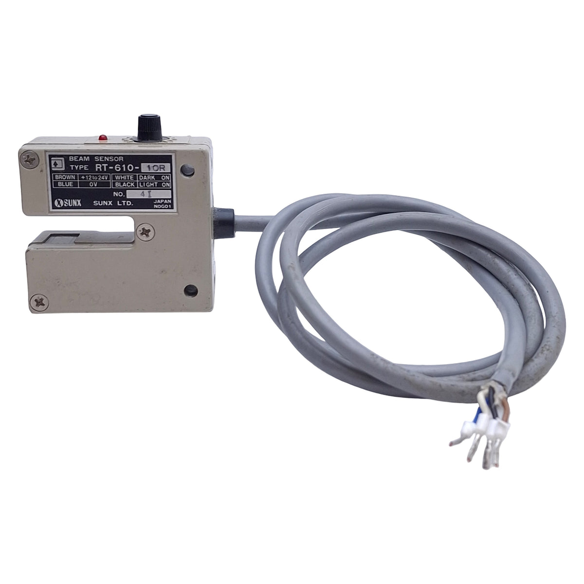 Used SunX RT-610-10R Photoelectric Sensor NPN, 10mm Range, 12-24VDC, 3ft Cable