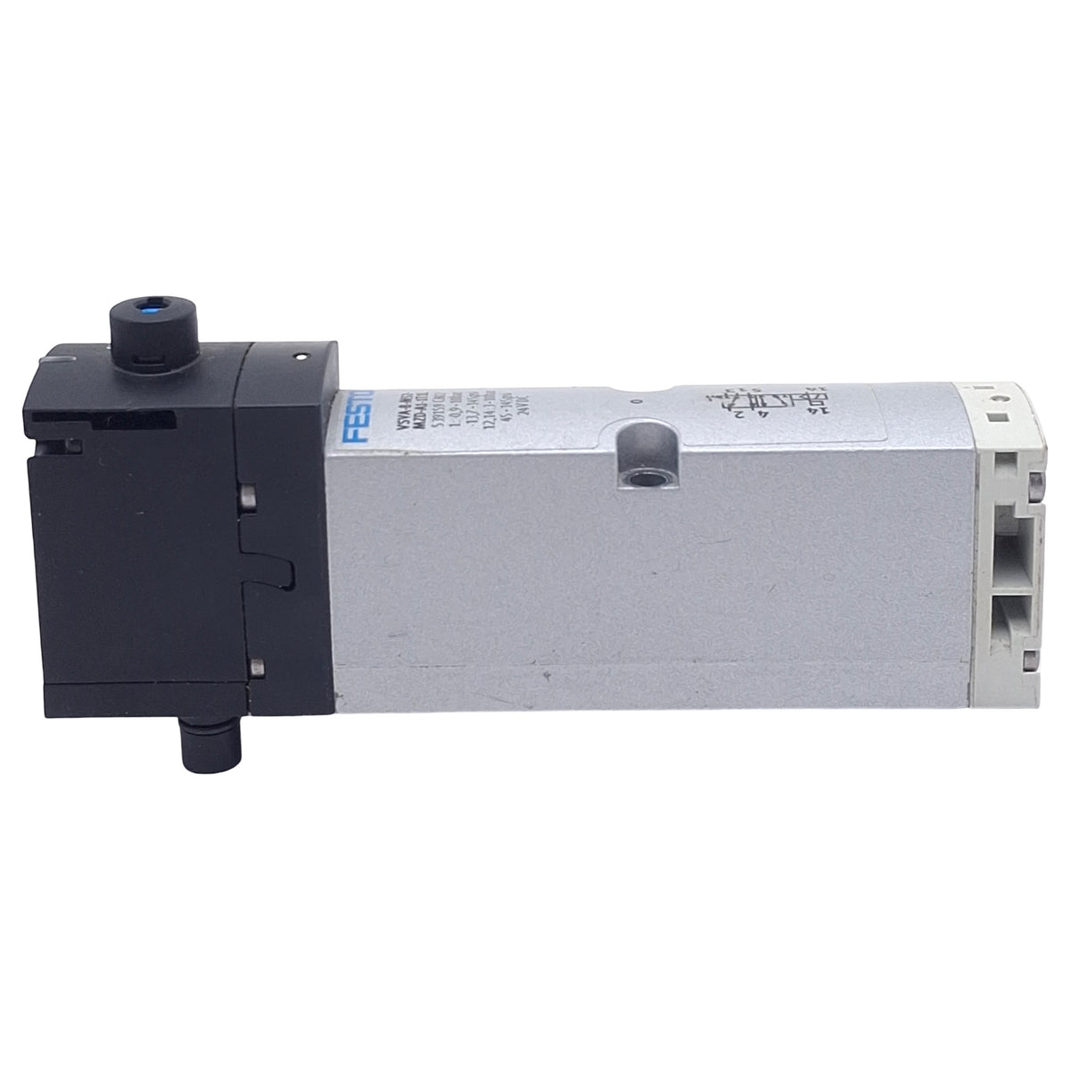 Used Festo VSVA-B-M52-MZD-A1-1T1L Solenoid Valve 5/2-Way, 10bar, 3-Pin M8, 24VDC Coil